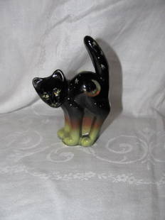 Fenton Midnight Crescent Moon Cat: Fenton Glass Cat approx. 4 1/2" tall.