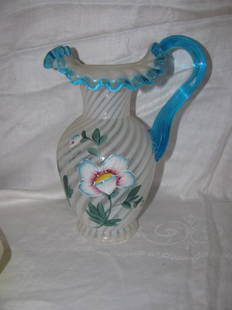 90th Anniversary Hand Painted Pitcher: Bill Fenton Ruffled Edge. Approx. 9 1/2" tall.