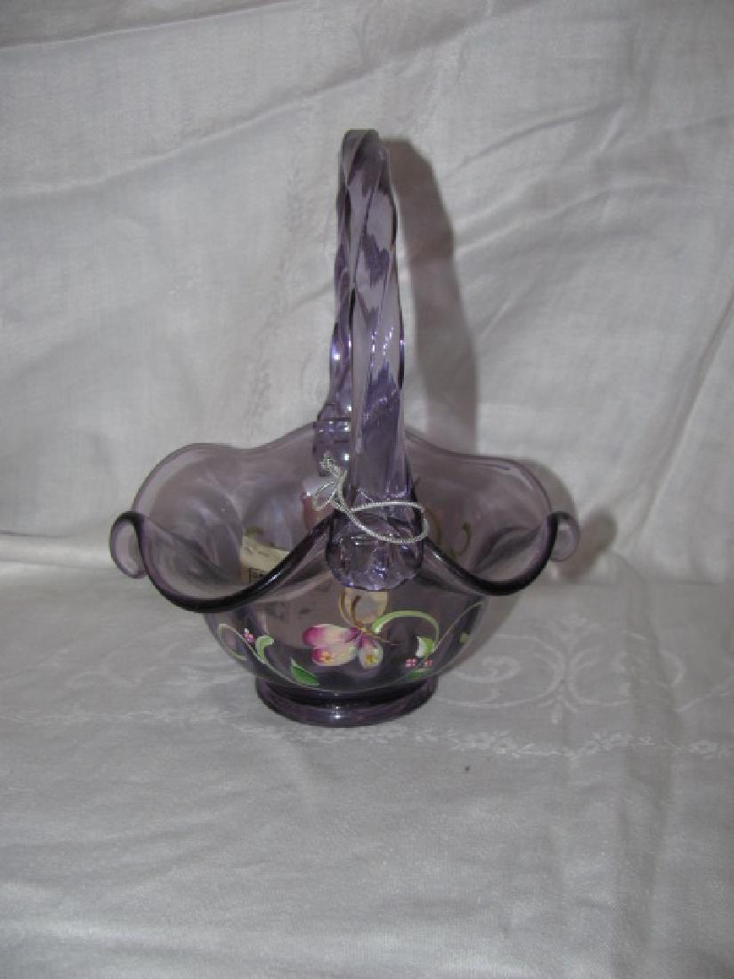 Fenton Glass Hand Painted Signed Basket (1 of 4)