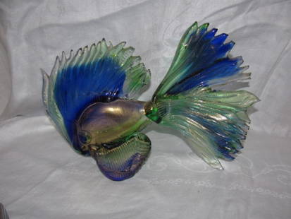 Murano Art Glass Koi / Asian Fish: Approx. 7 1/2" tall and 10 1/2" long.