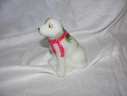 Fenton Glass Hand Painted Dog: Approx. 4 1/2" tall and signed Miller