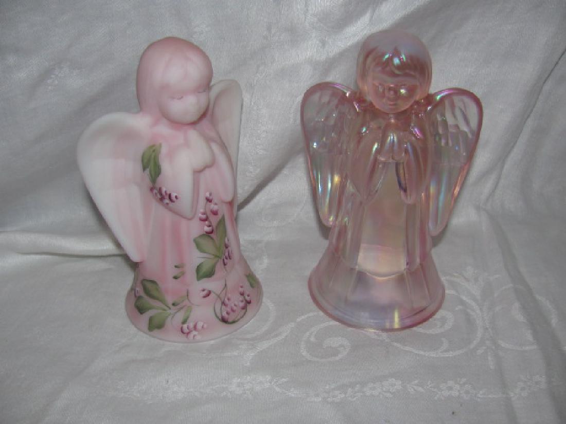 2 Fenton Glass Angels: One is hand painted & signed by A. Brock. Approx. 6" tall