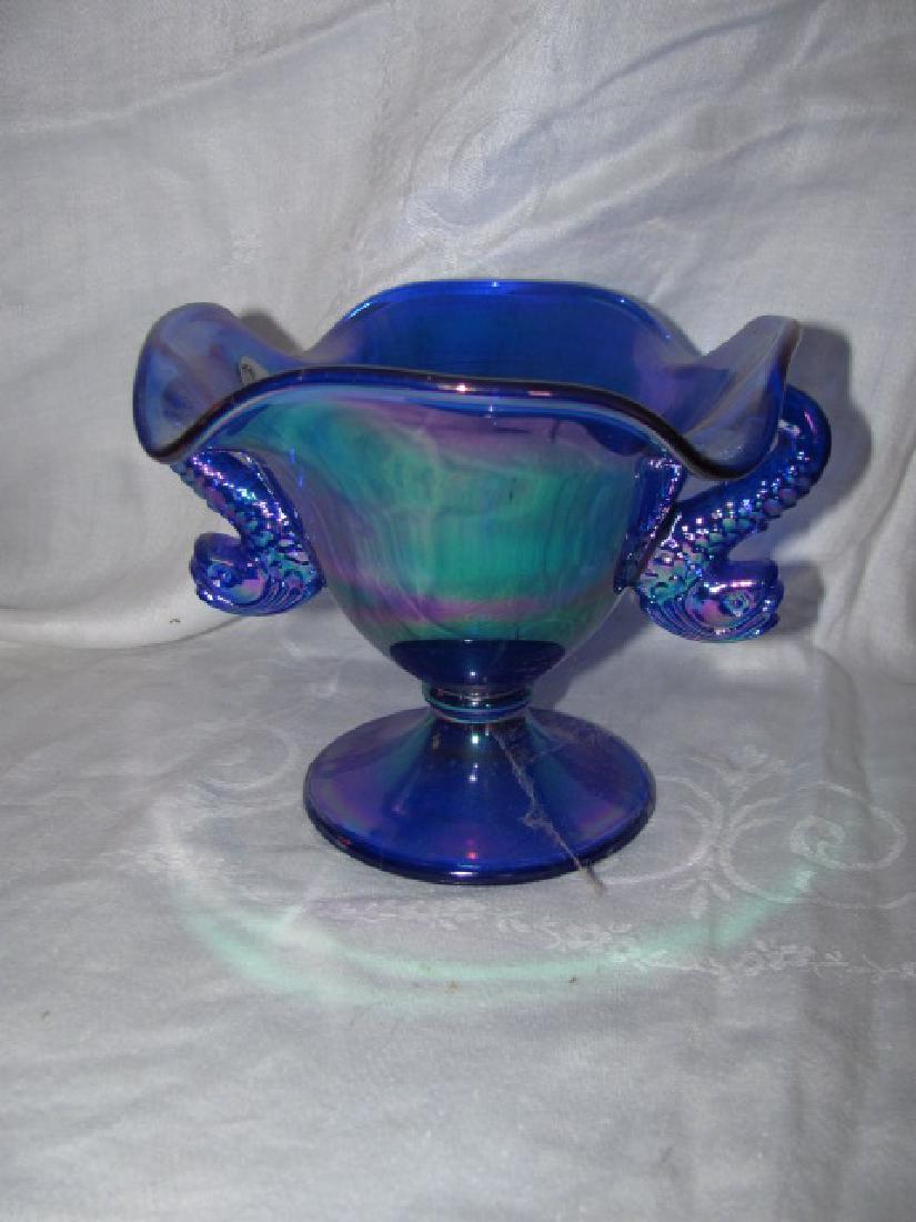 Fenton Glass Handled Compote: Approx. 5" tall and 6 1/2" in diameter