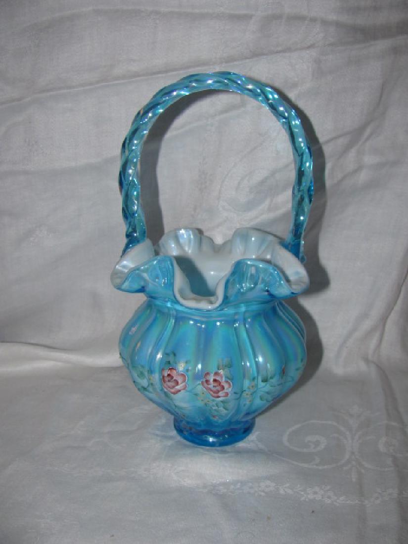 Fenton Glass Hand Painted Signed Basket