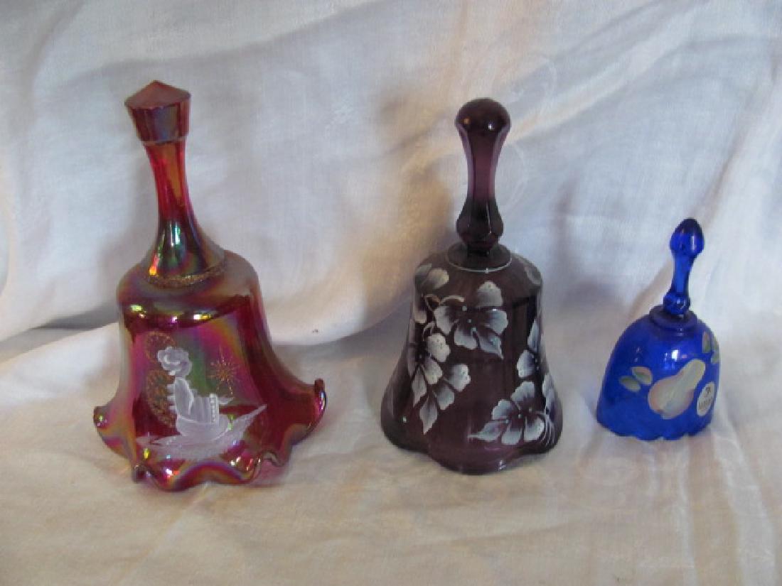 3 Fenton Glass Bells Hand Painted & Signed (1 of 6)
