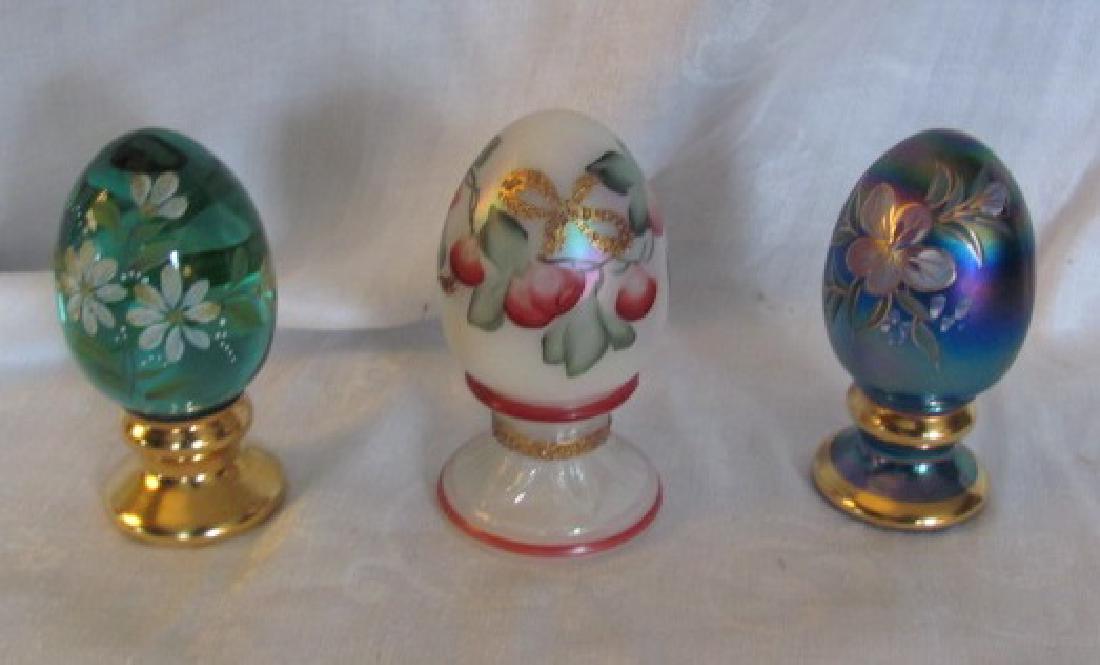 3 Fenton Glass Hand Painted Eggs (1 of 5)