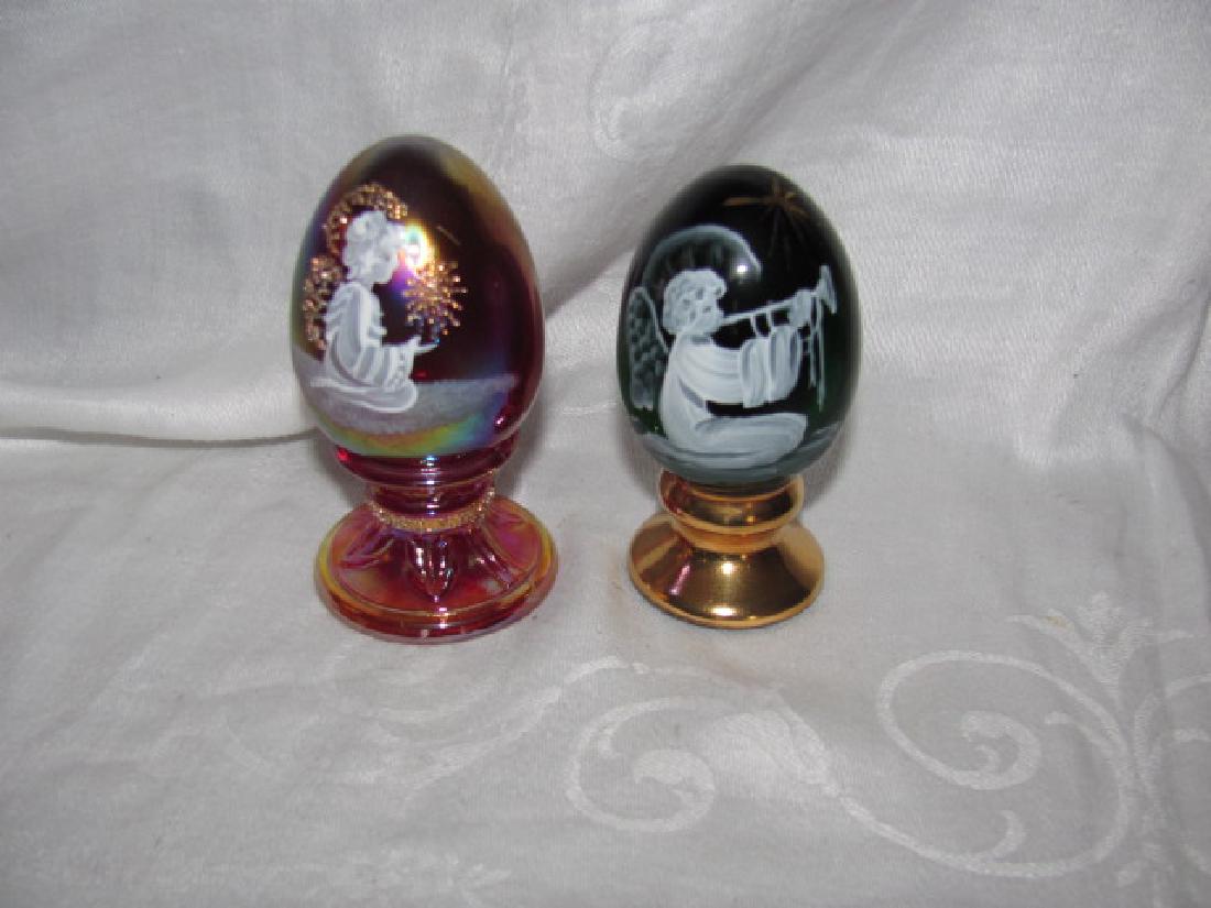 2 Fenton Glass Hand Painted Angel Eggs (1 of 4)