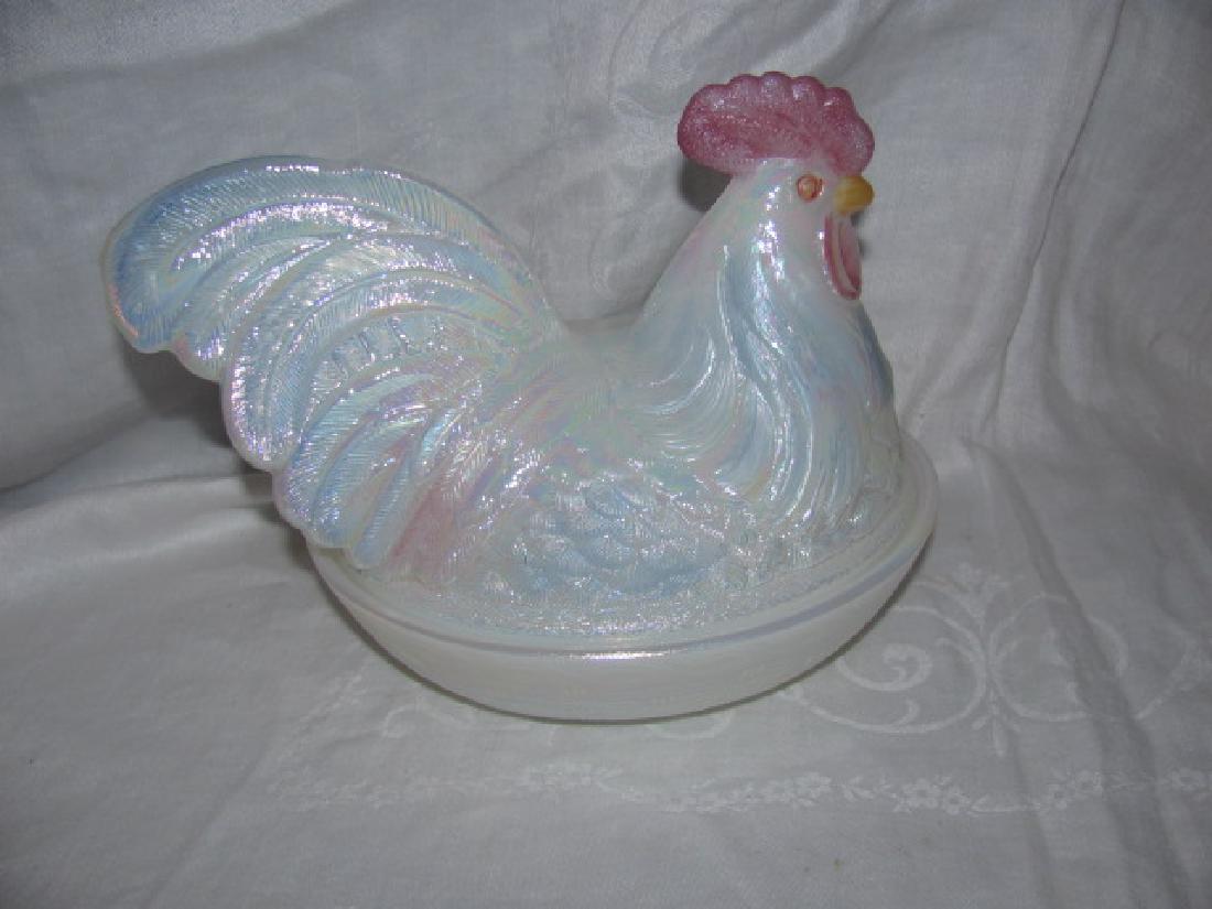 Hand Painted Fenton Glass Hen on Nest (1 of 3)