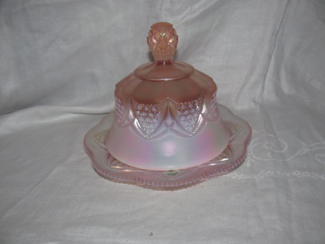 Fenton Glass Pink Opalescent Butter Dish (1 of 2)