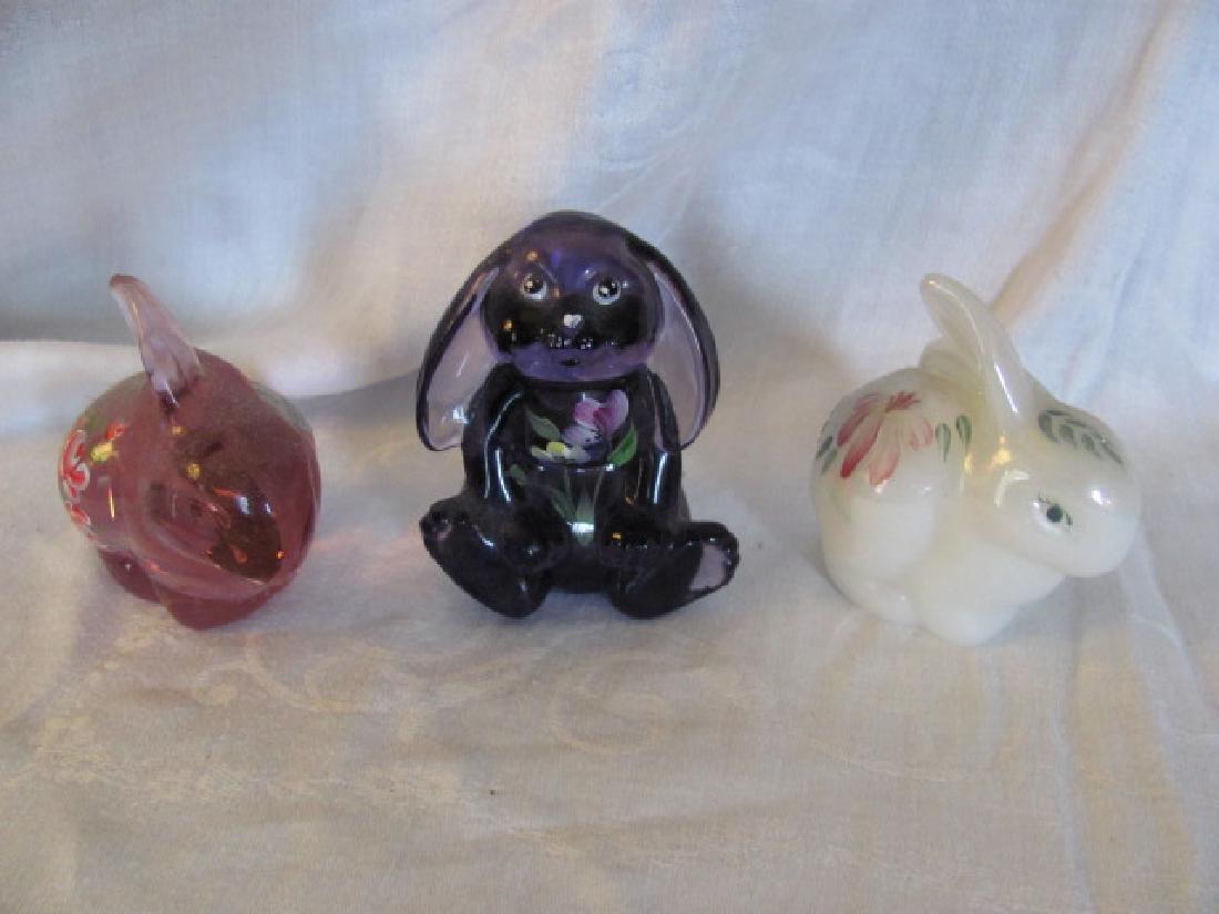 3 Fenton Hand Painted Rabbits  ( 2) Lenox (1 of 5)