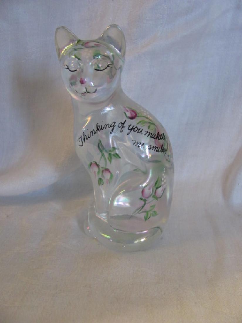 Sean Fenton Glass Hand Painted Cat: Signed H Anderson and has paper label. Approx 5 1/4" tall