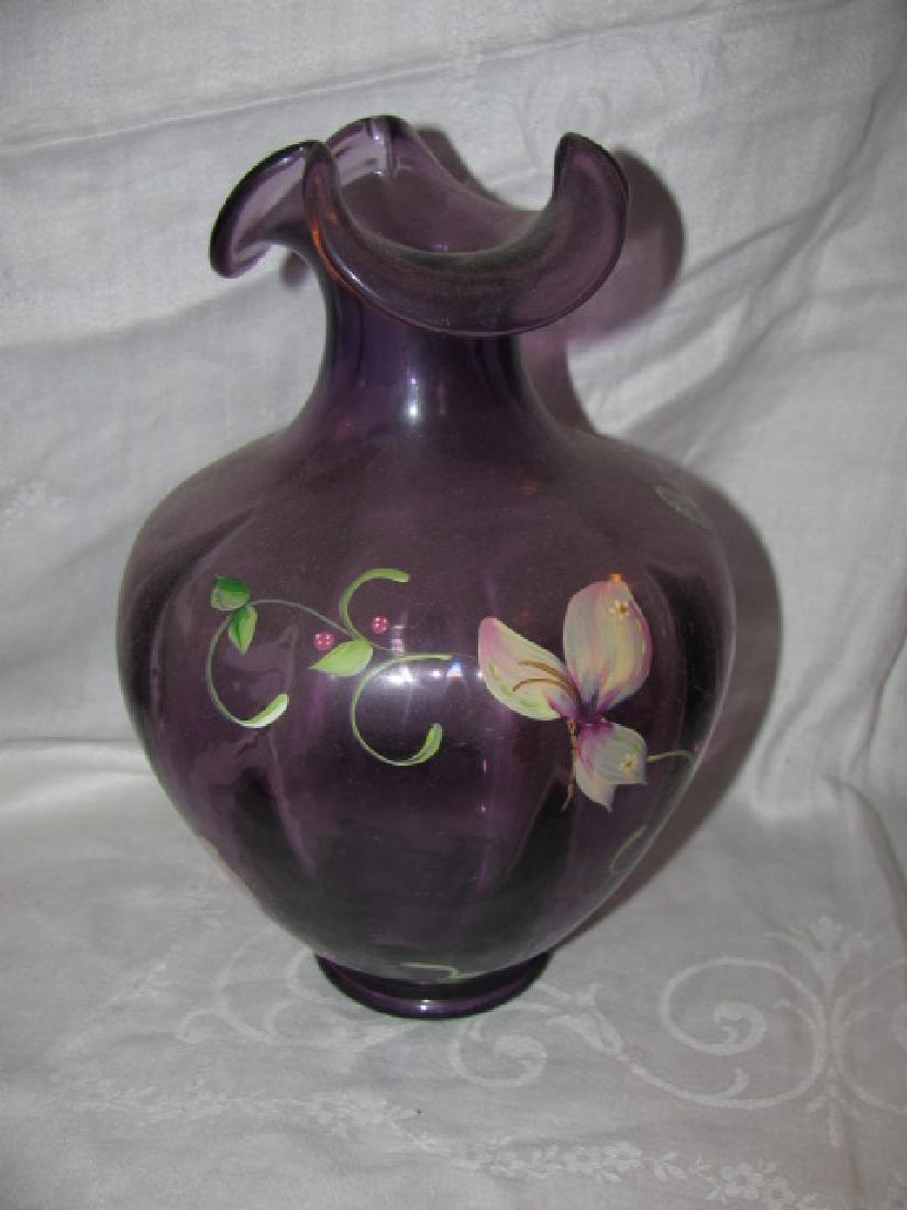 Hand Painted Fenton Glass Vase Signed (1 of 3)