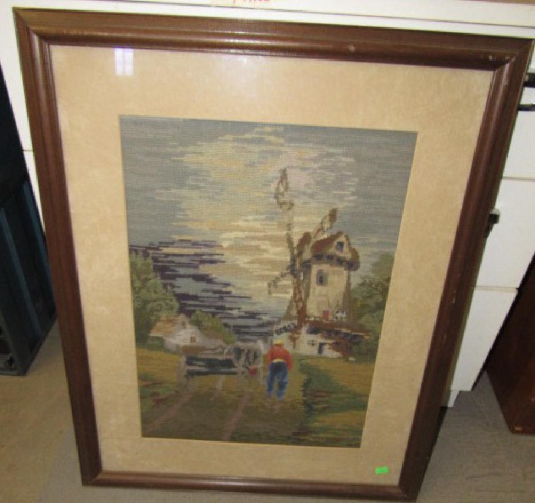 Framed Needle Point Windmill (1 of 2)
