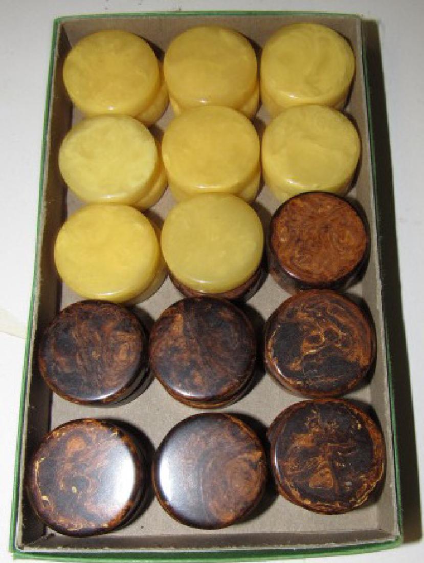 Marblized Bakelite Checkers Crisloid Plastics: Not sure if they are bakelite or not
