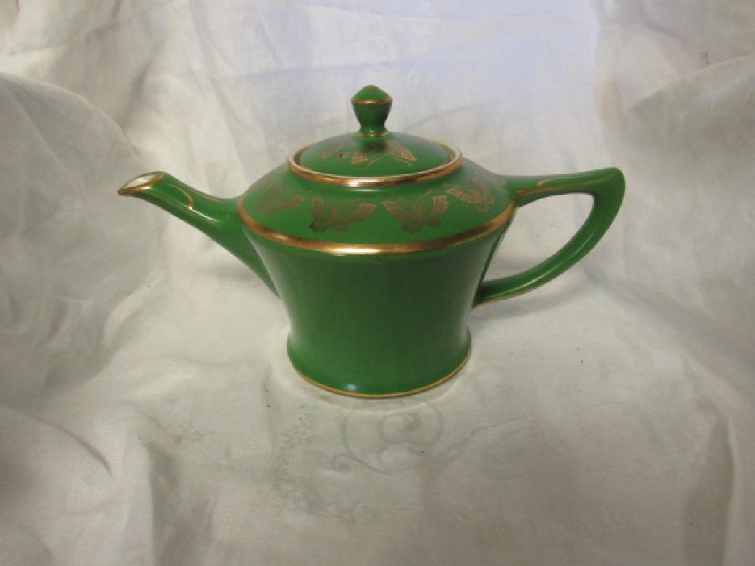 Hall 0152 6 Cup Teapot Green w/ Butterflies: 6 CUP