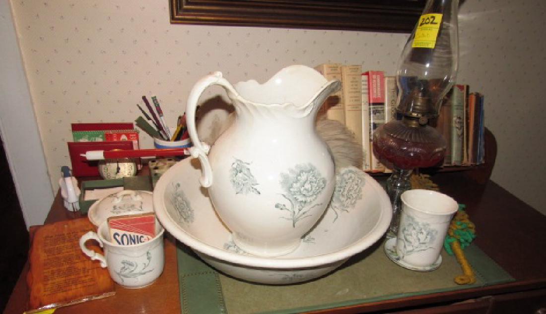 Contents of Desk Top Oil Lamp Bowl & Pitcher (1 of 5)