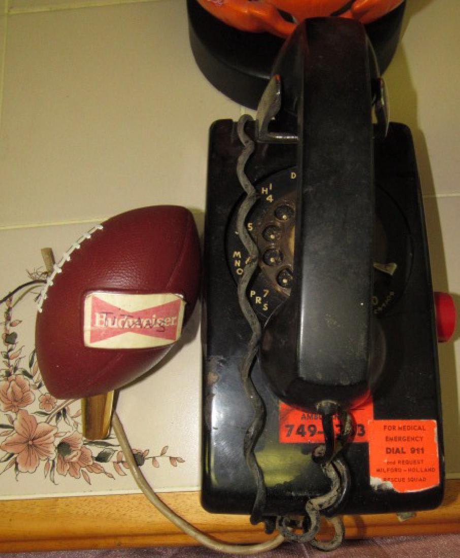 Telephone & Football Beer Tap Handle: both items pictured.