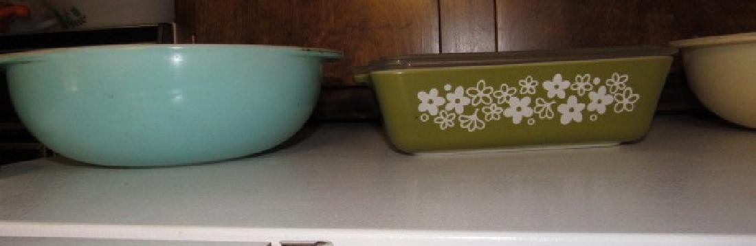 Pyrex Lot: Green casserole lid has some roughness