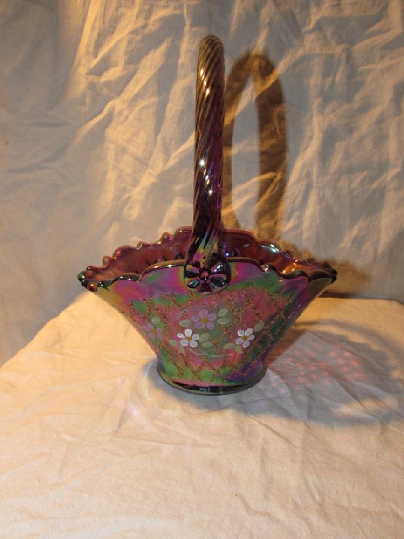 Fenton Art Glass Hand Painted Basket (1 of 3)