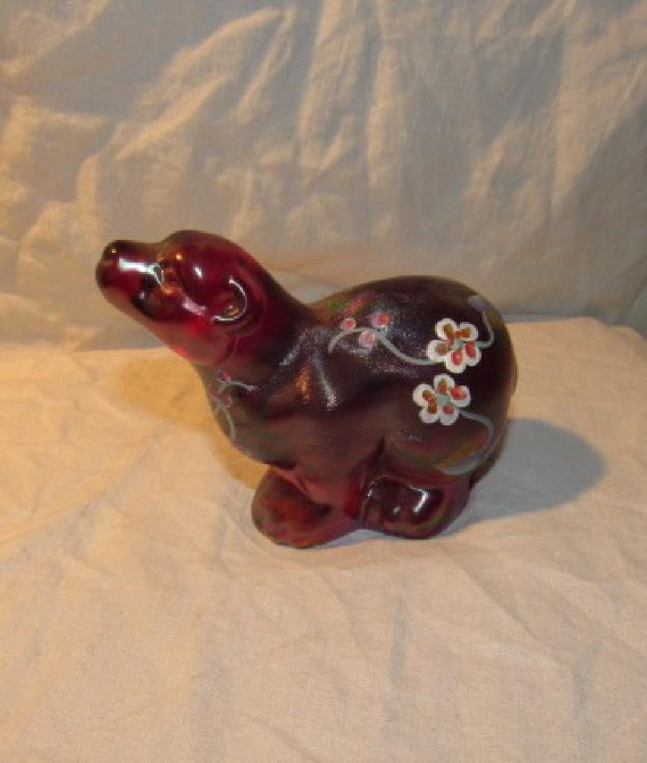 Hand Painted Fenton Artist Signed Bear (1 of 3)