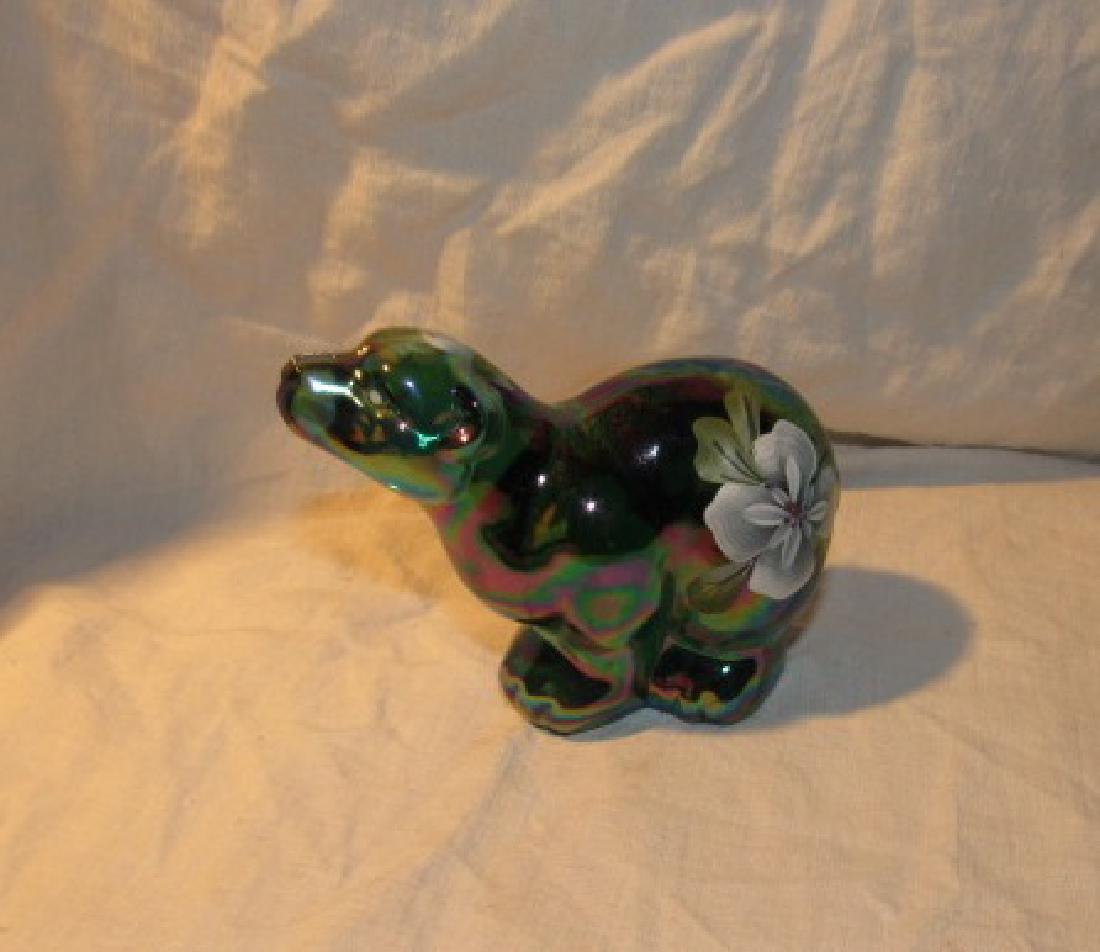 Hand Painted Artist Signed Fenton Glass Bear (1 of 3)