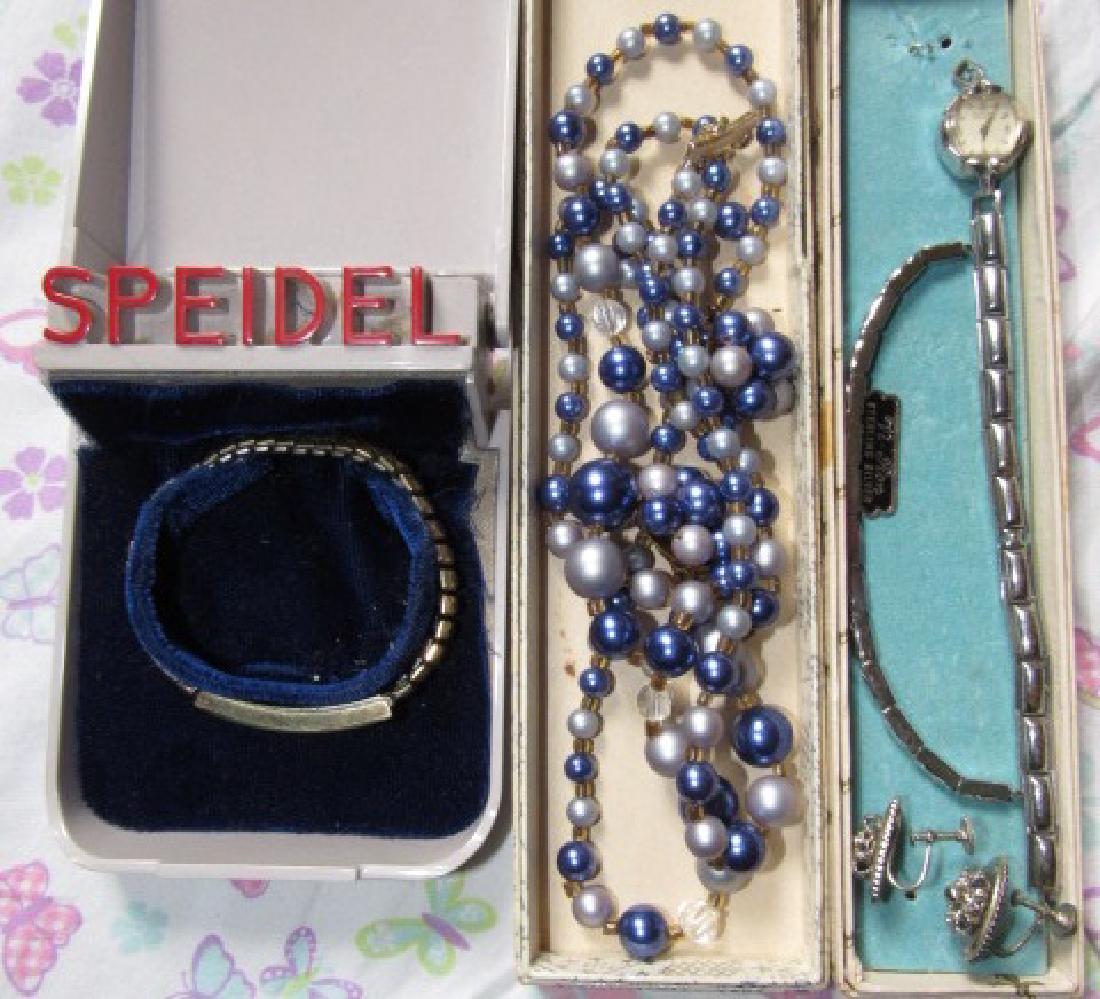 Gruen Ladies Watch & Jewelry Lot: Includes bracelets, earrings, & necklace