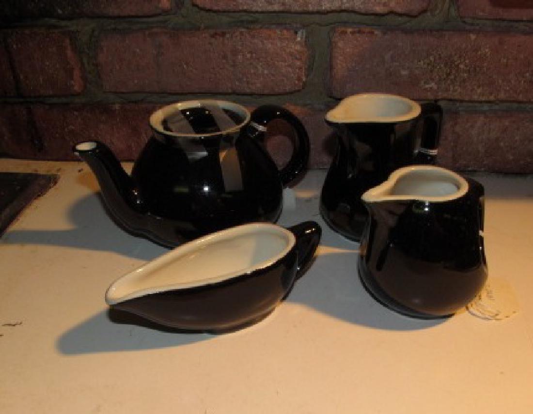Hall China Black Creamers & Tea Pot (1 of 1)