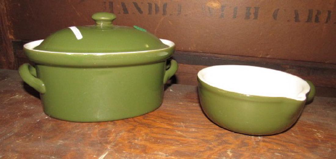 Hall Stock Green Lidded Casserole & Bowl (1 of 2)