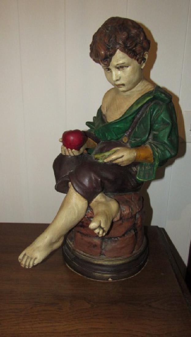 Plaster Statue: Approx. 24" tall. Has small chip & wear spot.