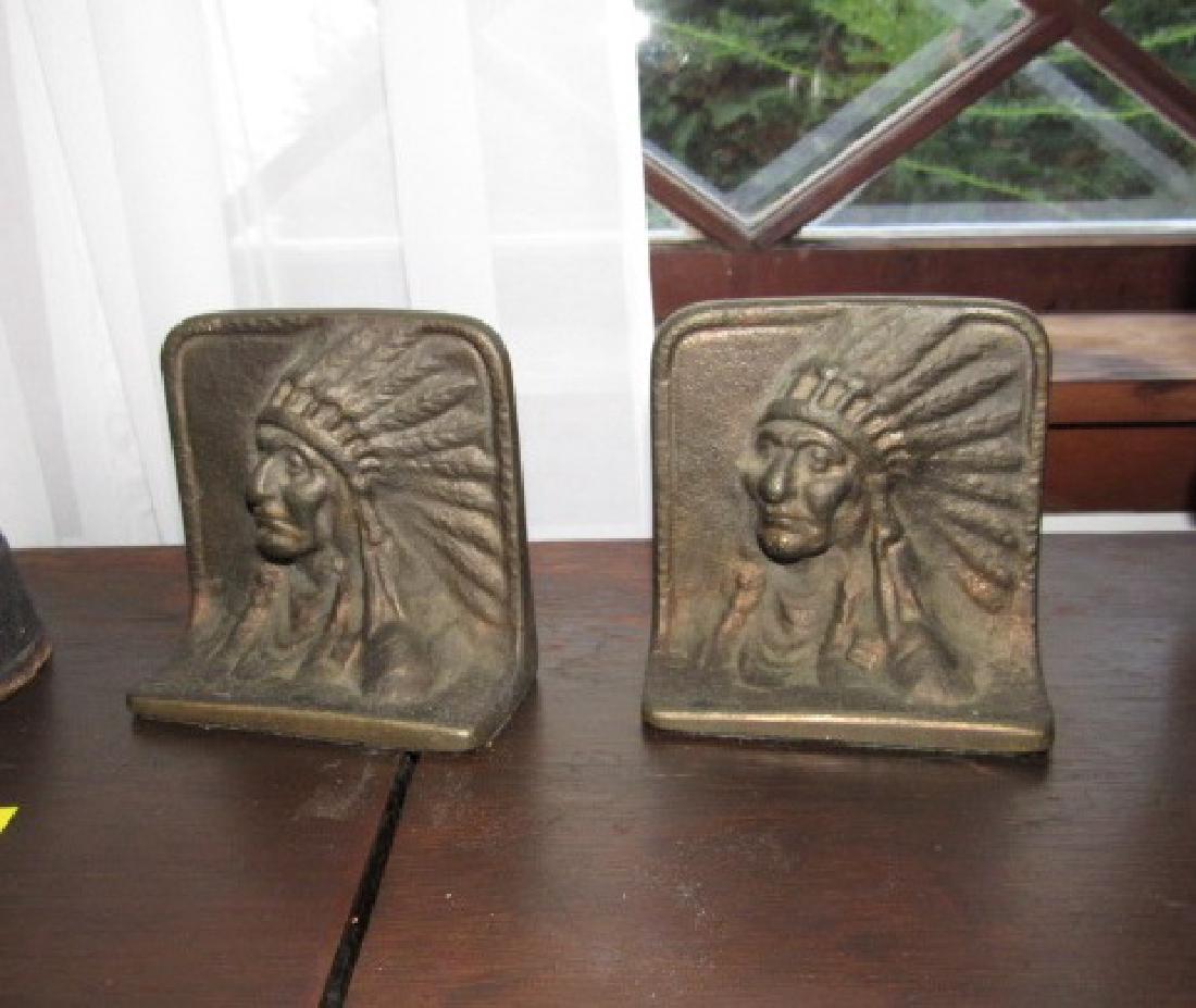 Brass Indian Head Chief Bookends (1 of 2)
