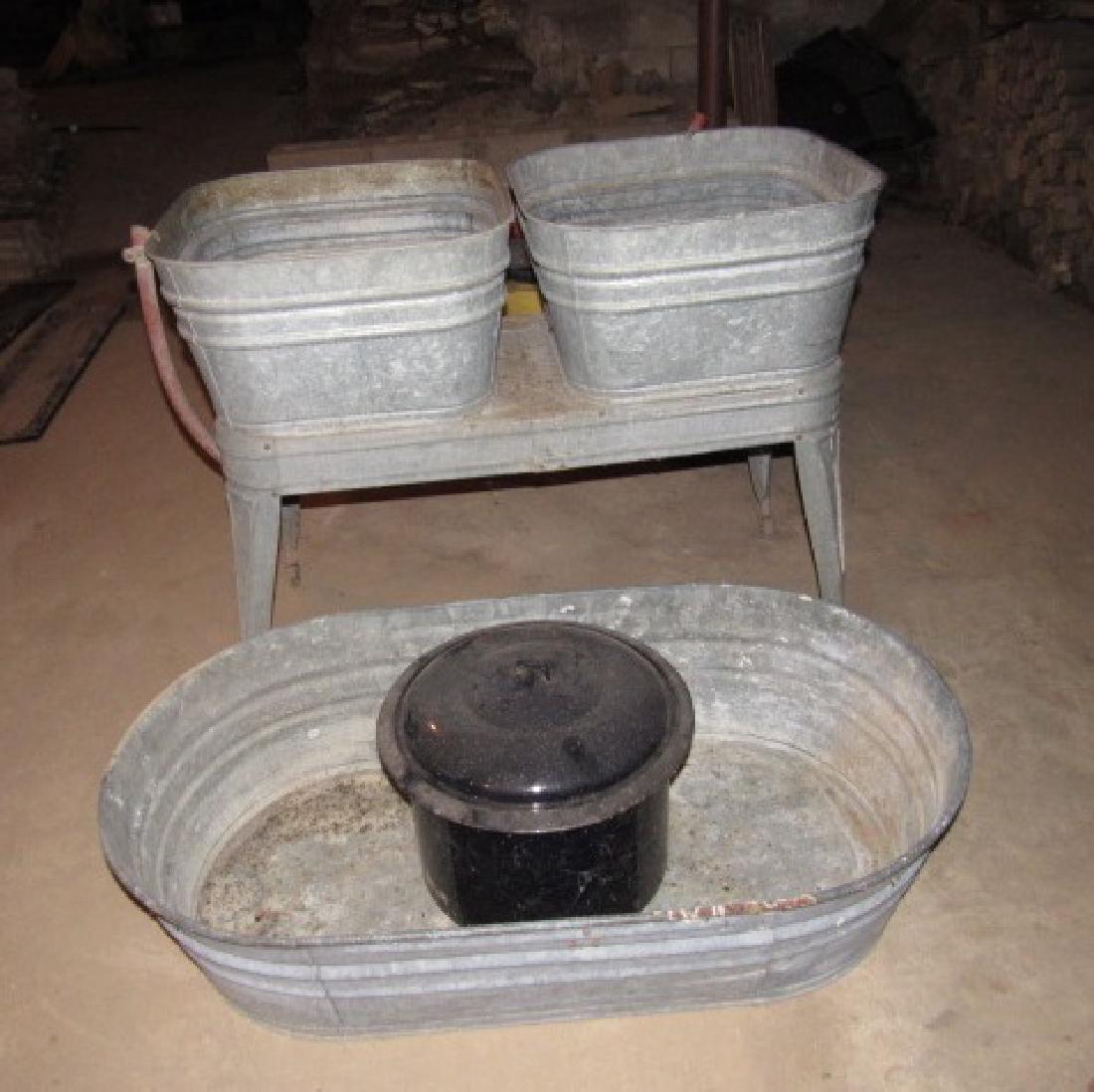 Galvanized Sink Tub & Agate Pot (1 of 3)
