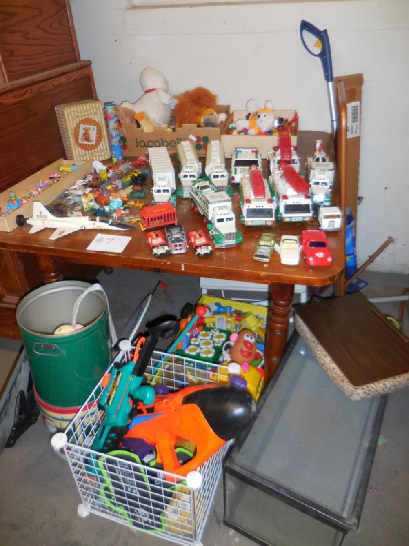Hess Trucks, Fish Tank, Toy Lot: Incl. Swiffer, Toys, Wallpaper etc