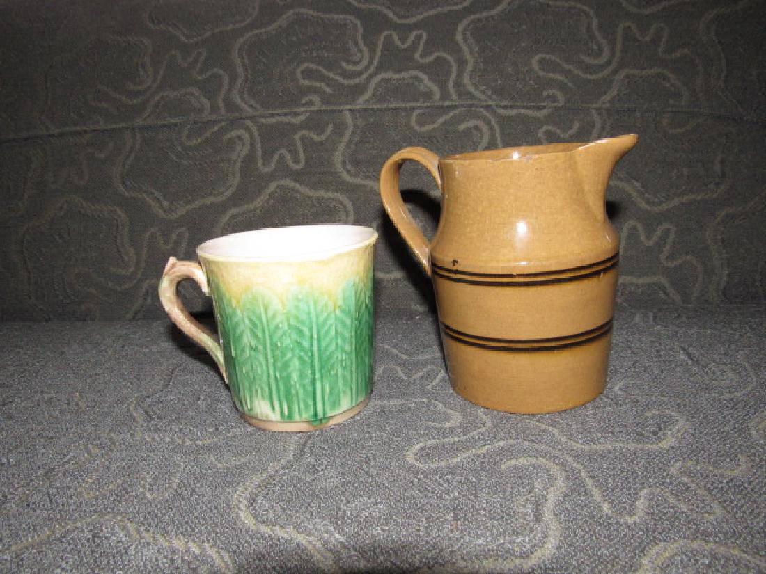 Yelloware Type Pitcher & Majolica Mug (1 of 5)