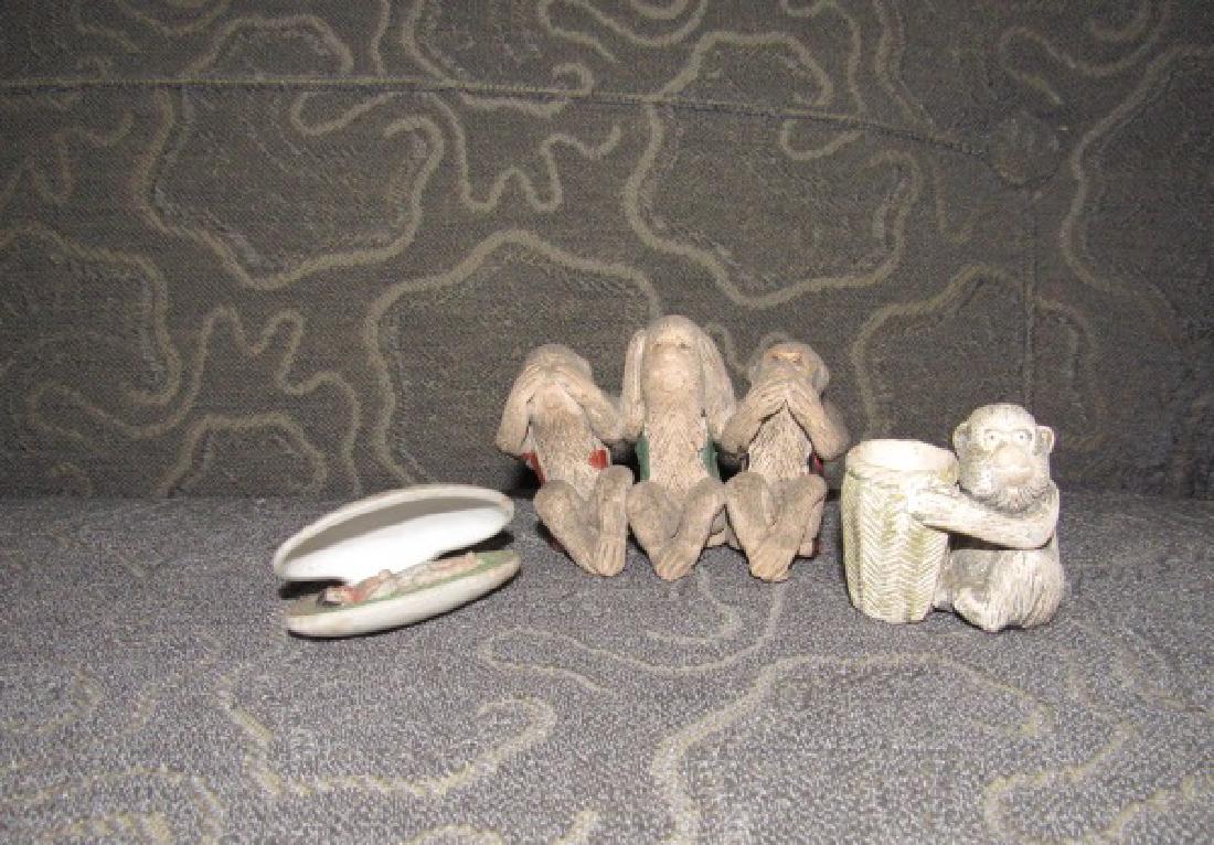 Monkey Match Holder & Figure Lot: Getting all pictured. Tallest ones are 2 1/2" tall.