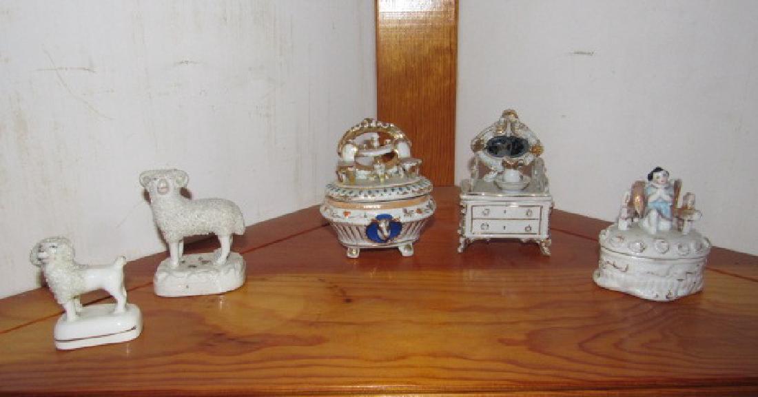 Sheep & Trinket Jewelry Box lot: Getting all pictured. Largest sheep is approx. 3" tall.