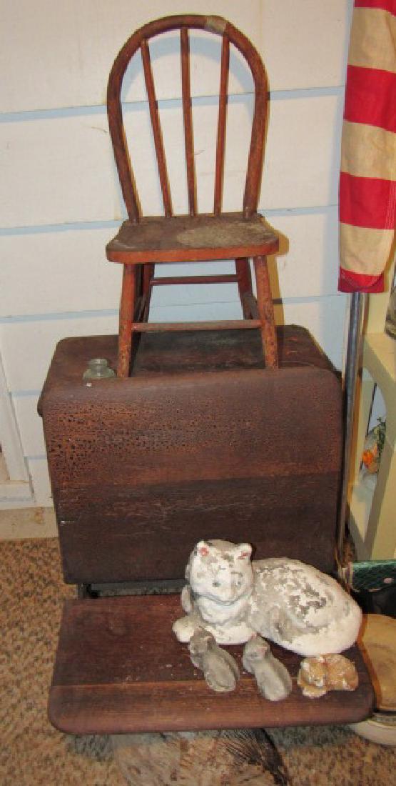 School Desk Childs Chair Concrete Cats Lot (1 of 4)