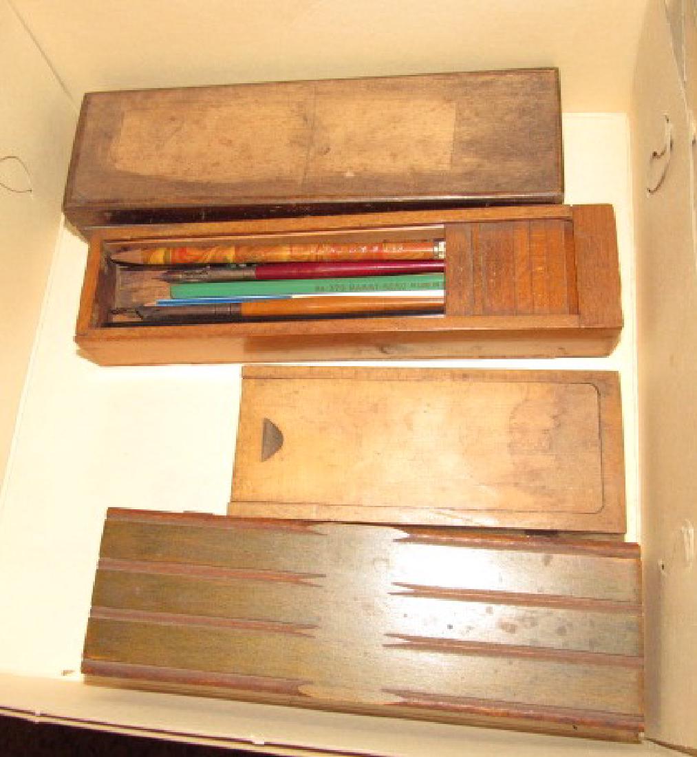 4 Antique Wooden Pencil Boxes (1 of 2)