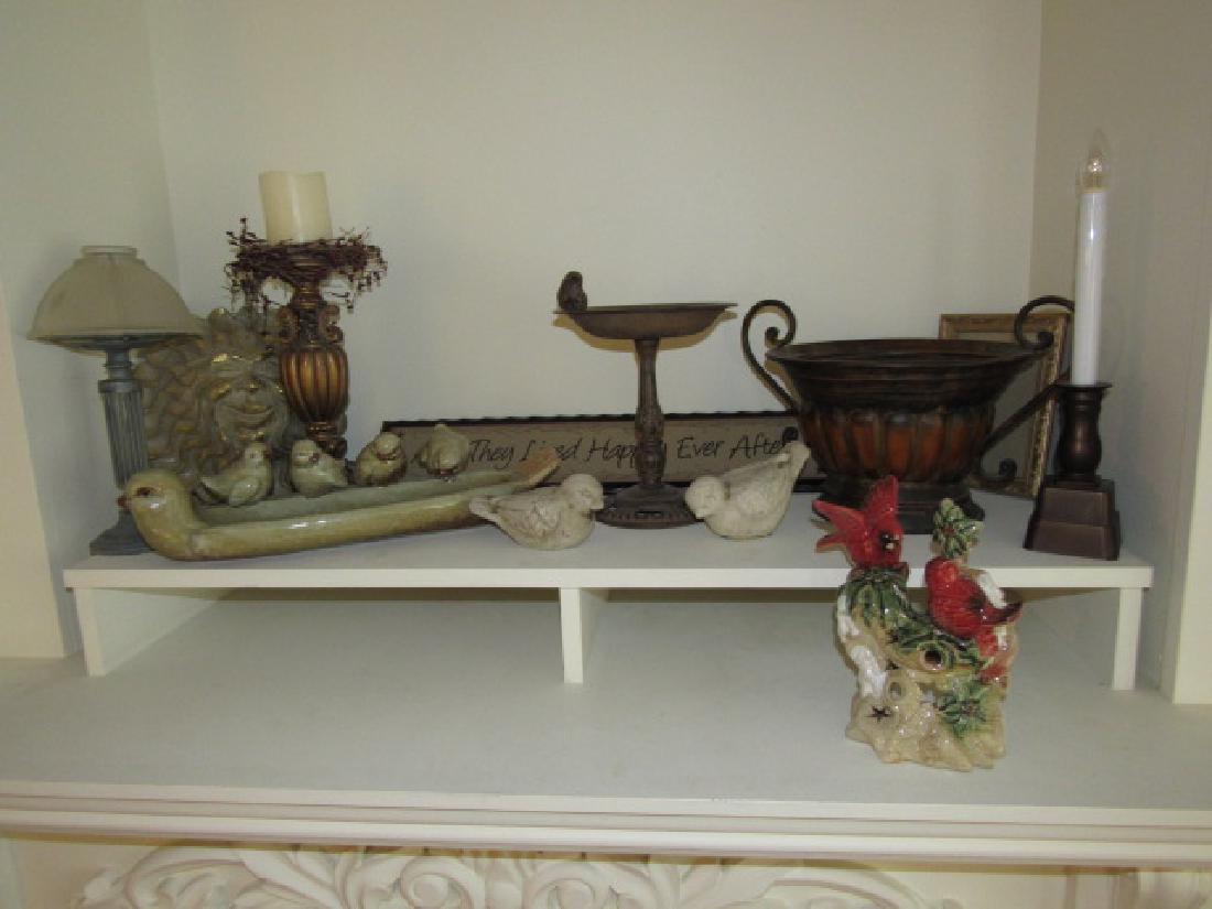 Cast Iron Bird Bath Candle Holder Lot: Includes everything pictured. Bird bath is approx. 11" tall