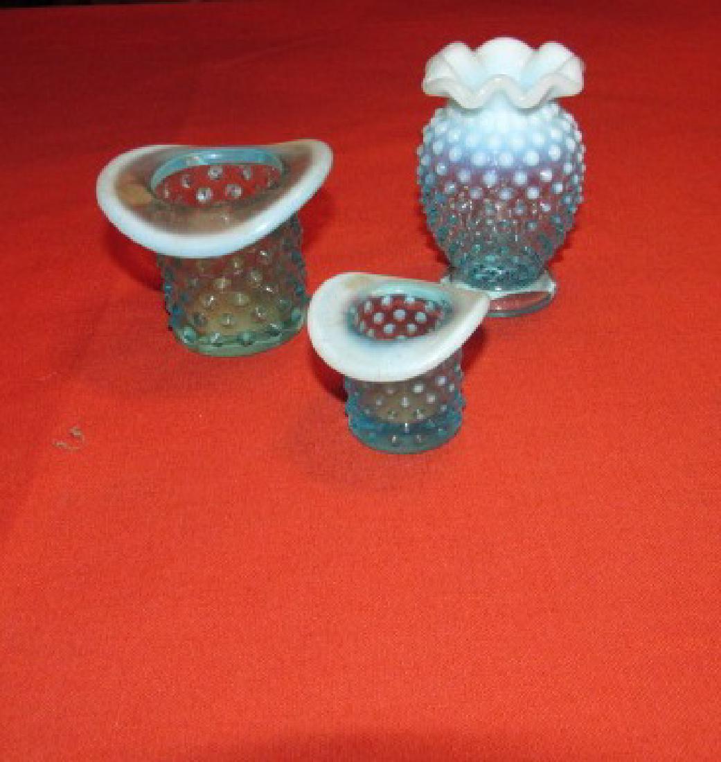 Fenton Hobnail Vase & Hats: Vase is approx. 4" tall