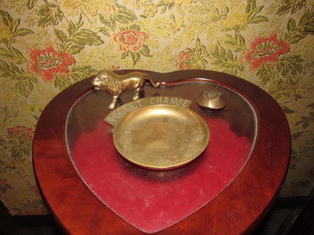 Brass Tray Lion & Horse Shoe Crab: Lion is approx. 2 1/2" tall
