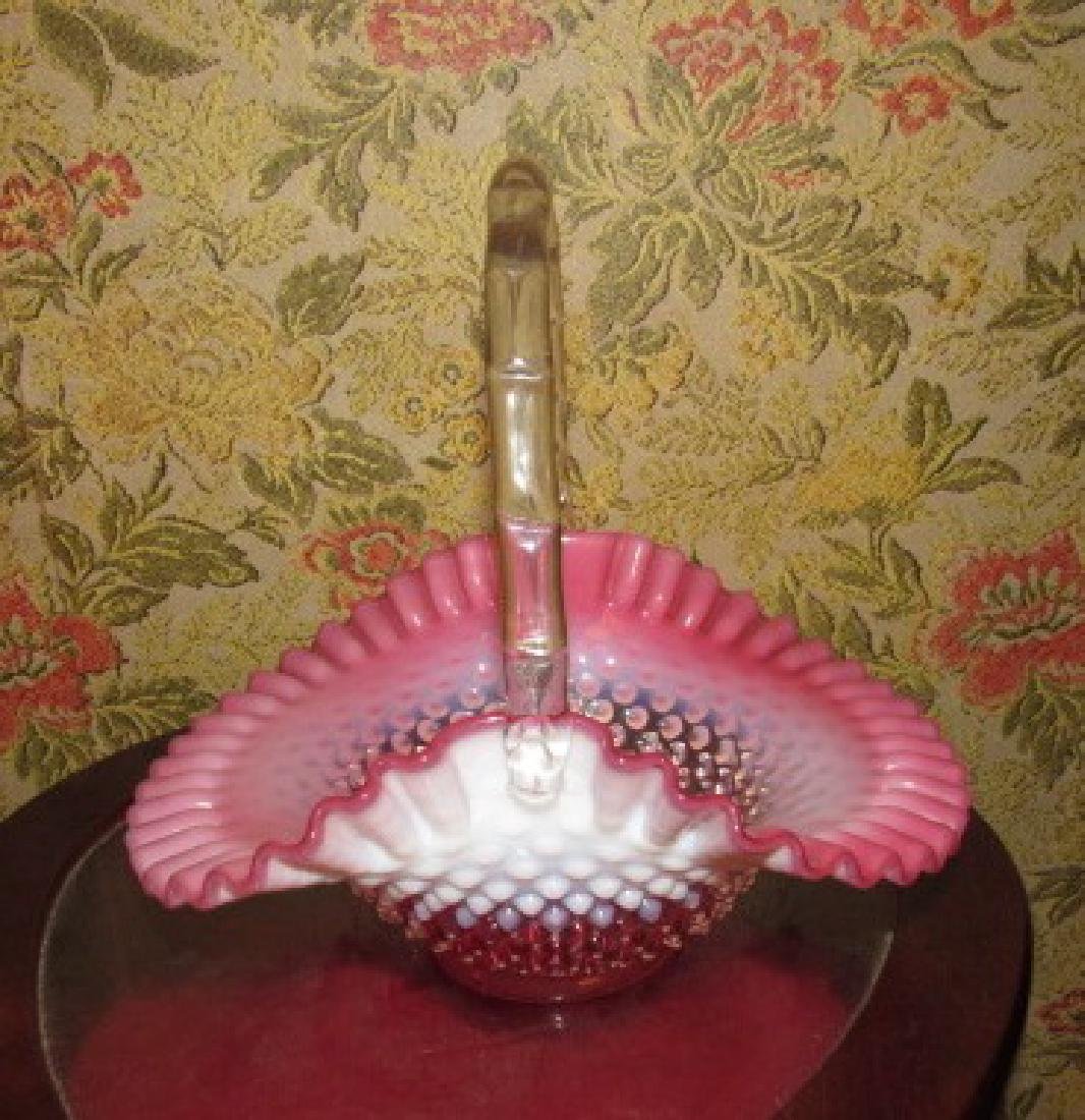 Fenton Cranberry Hobnail Basket (1 of 3)