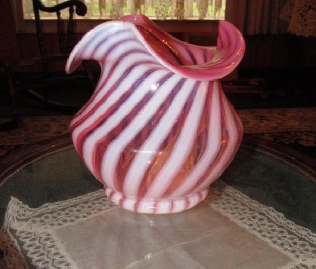 Fenton Cranberry Opalescent Swirl Vase (1 of 3)