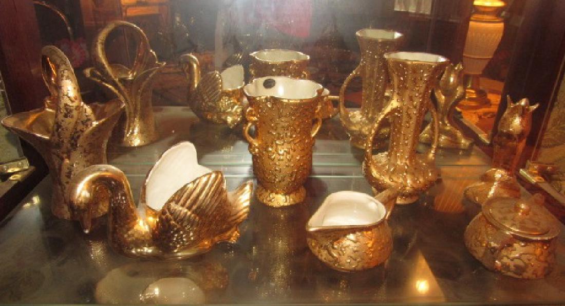Dixon Studios 22kt Gold Painted Lot: Also inlcuded is Kelley China. You are getting all pictured on the shelf.