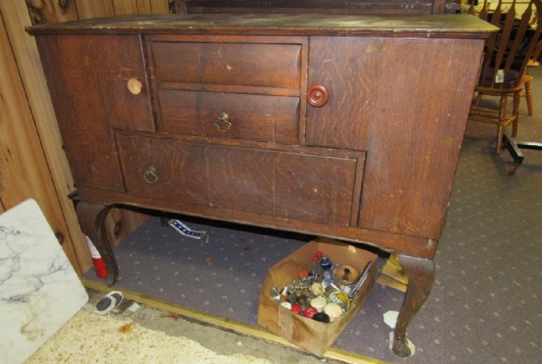 Oak Sideboard: Approx. 20" x48" X 38" tall. Top has damage to it.