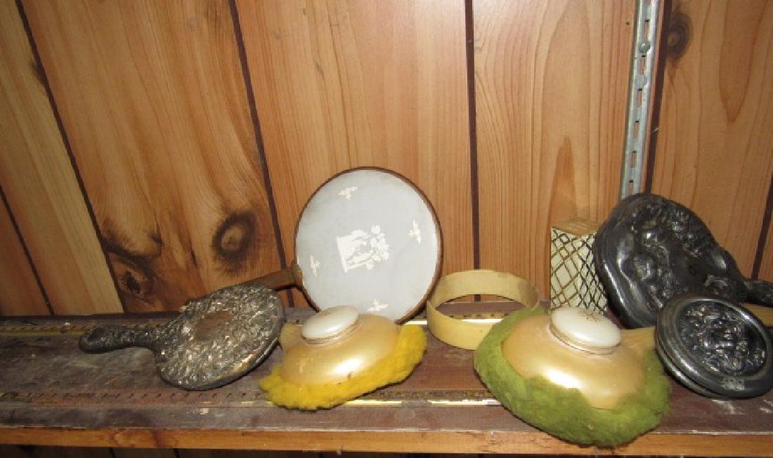 Vanity Brushes Mirror Jar Lid Lot: Getting all pictured.