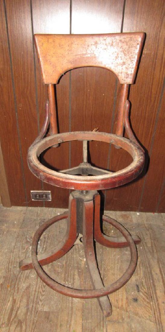 Antique Wooden Industrial / Bar Stool (1 of 4)
