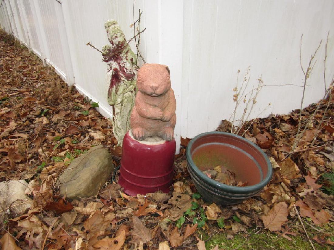 Concrete Rabbit Planters & Plaster Statue (1 of 3)