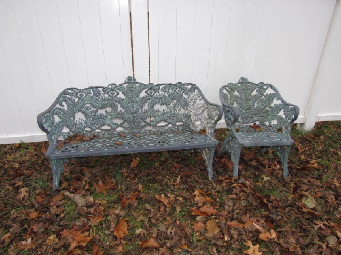 Cast Aluminum  Garden Bench & Chair (1 of 3)