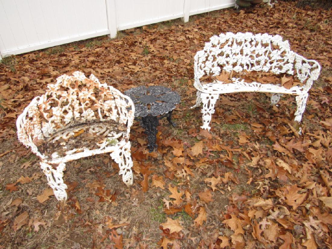 Cast Iron Garden Bench Chair & Aluminum Table (1 of 3)