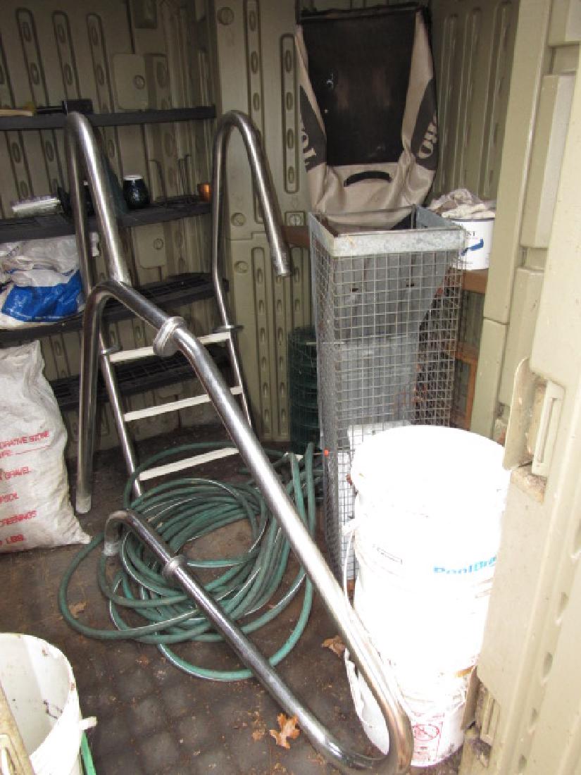 Wheel Barrow Have a Heart Trap Lot: Lot includes everything in shed ( EXCEPT POOL LADDER & PARTS)